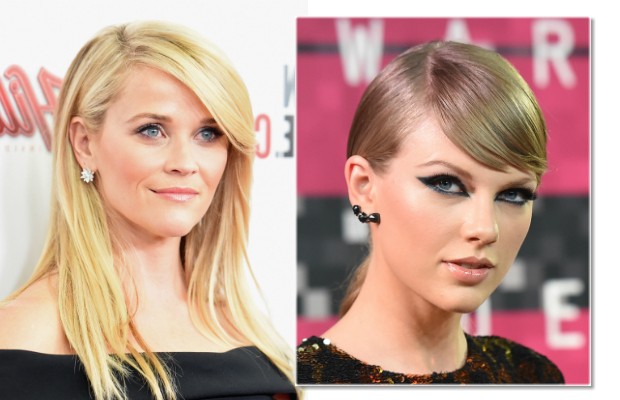 Taylor Swift e Reese Witherspoon são exemplos de franja em cabelos lisos (Foto: Jason Merritt/Getty Images)
