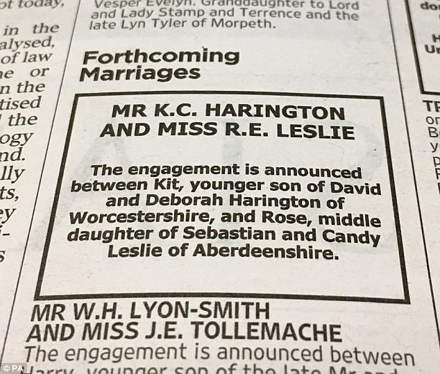 Anúncio no jornal do casamento de Kit Harrington e Rose Leslie (Foto: Reprodução)